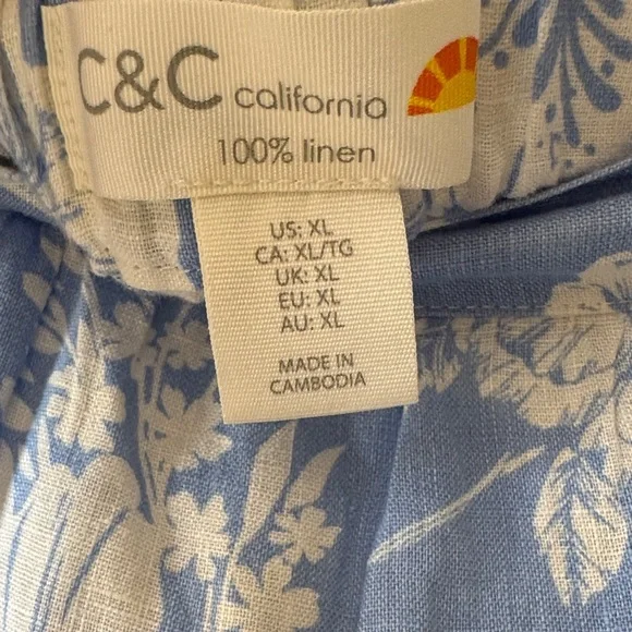 C&C California  100% linen Blue and White Women's Skirt Size XL - Picture 5 of 11